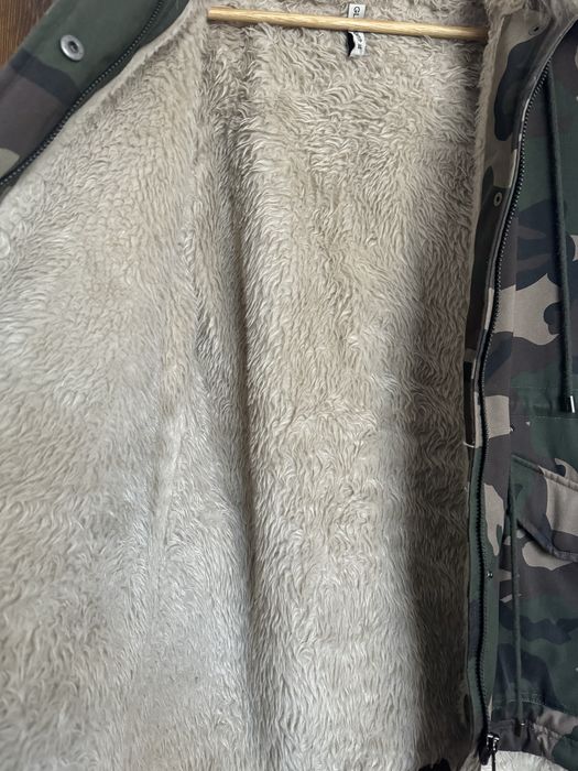 Kurtka zimowa damska parka naturalny jenot XL moro bardzo ciepła