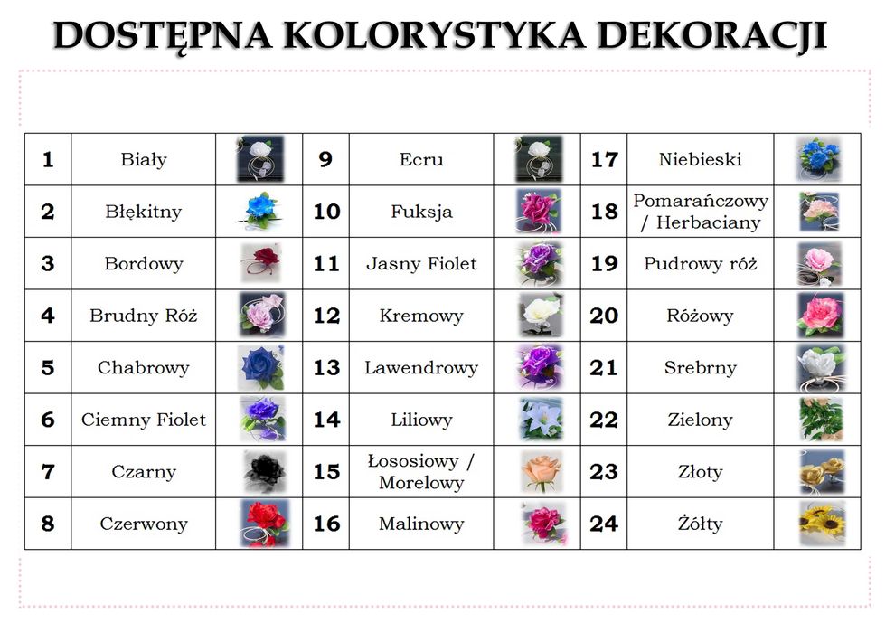 Dekoracja samochodu.Ozdoby na samochód do ślubu 089 wysyłka