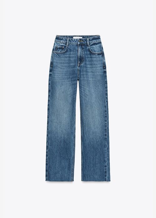 Прямі джинси зара Zara straight jeans необроблений край висока посадка укр український бренд