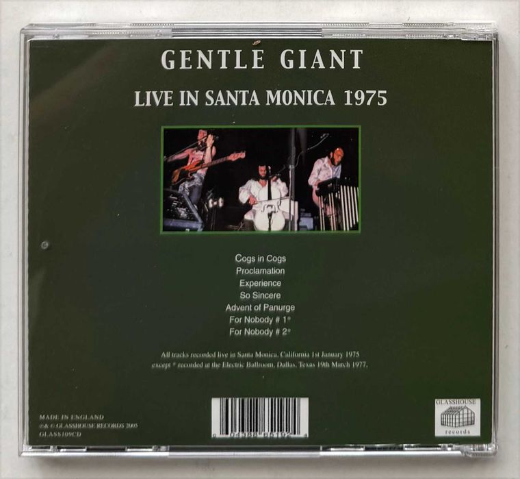 CD_Gentle Giant, Live In Santa Monica-1975. Muito estimado, como novo.