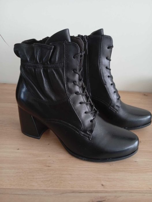 Tamaris botki skórzane rozmiar 42! wkładka 27 cm NOWE skóra