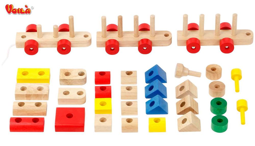 Pociąg ekspresowy klocki drewniane Voila