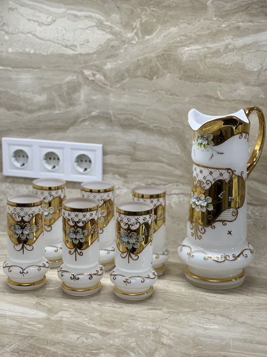 Набор богемия лепка графин с 6 бокалами