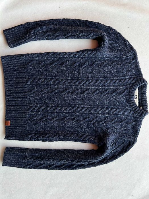 SuperDry _ Granatowy gruby sweter warkocze S _ wełna