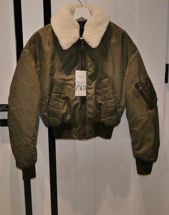 Zara piękna kurtka bomberka futerko nowa 34 XS