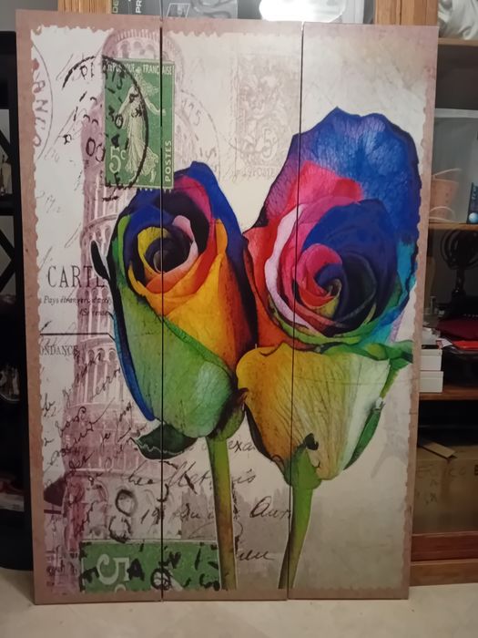 Biombo 2 faces c Lirios e rosas