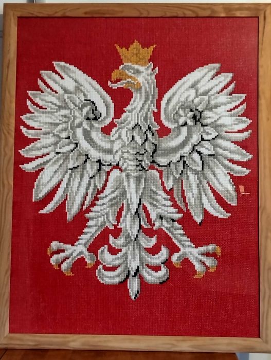 Godło Polski wyszywane haftem krzyżykowym