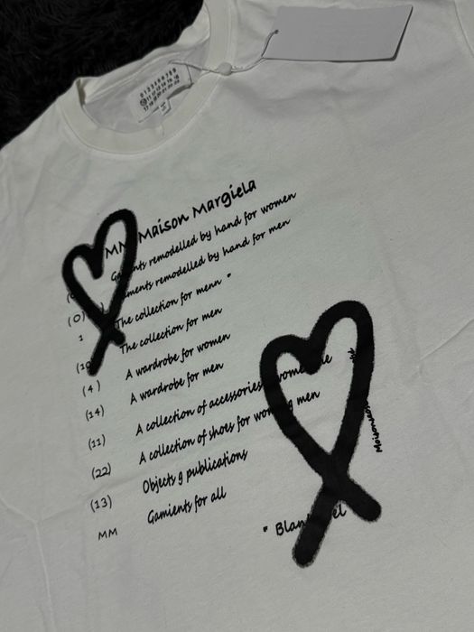 Maison Margiela T-shirt z Sercami Biały Rozmiar M