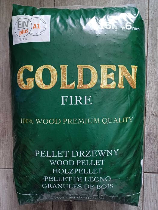 Pellet GOLDEN FIRE 6mm Certyfikowany A1 EN PLUS, 100 % SOSNA! DOSTAWA