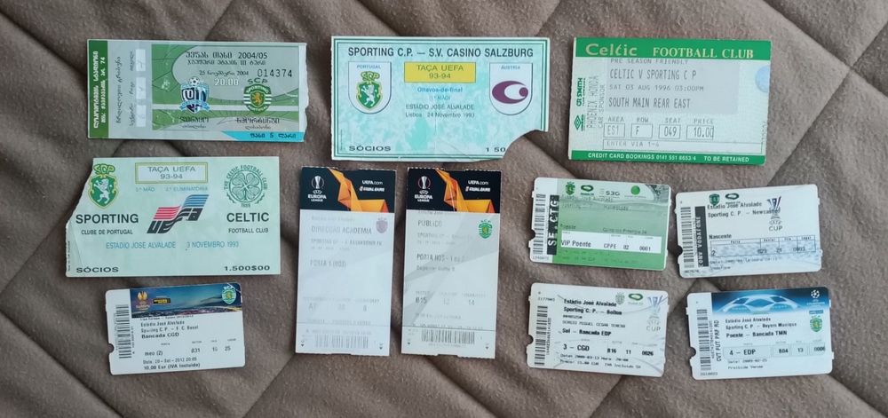 40 Bilhetes Futebol Sporting UEFA antigos