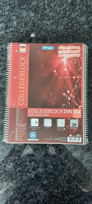 STYLEX Spiral Collegeblock A4, 80 kartek w kratkę 5 sztuk