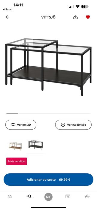 Mesa de centro Vittsjo IkEA