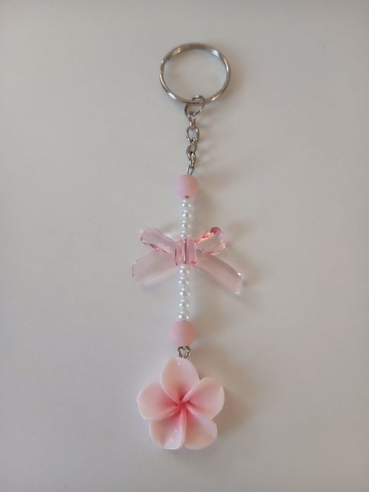 Brelok różowy kwiat hand made