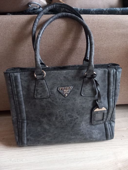 Prada duża torebka typu kufer marmurkowa