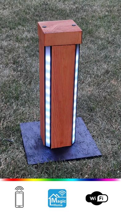 Stylowa lampa LED WiFi z pełnego drewna