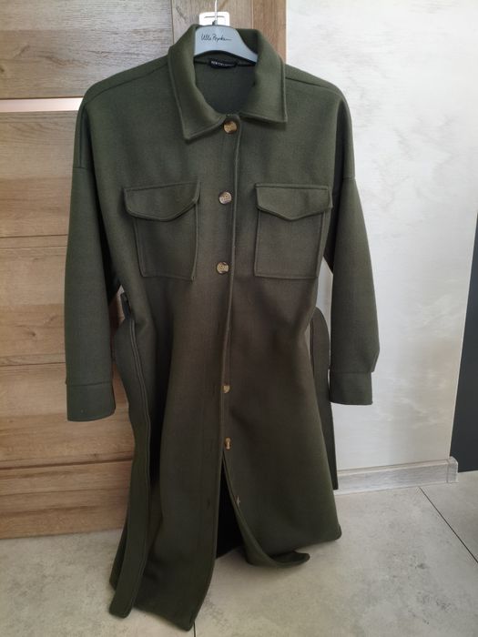 Jak nowy płaszczyk rozS/M  Khaki+  nowy szal Ochnik