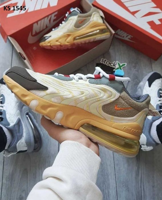 Кросівки Travis Scott x Nike Air Max 270 React Yellow. Арт: KS 1545