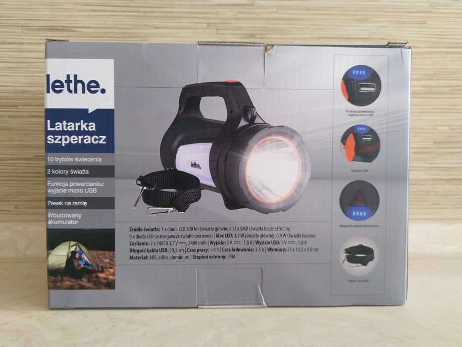 OKAZJA Latarka akumulatorowa szperacz Usb pasek powerbank Wysyłam