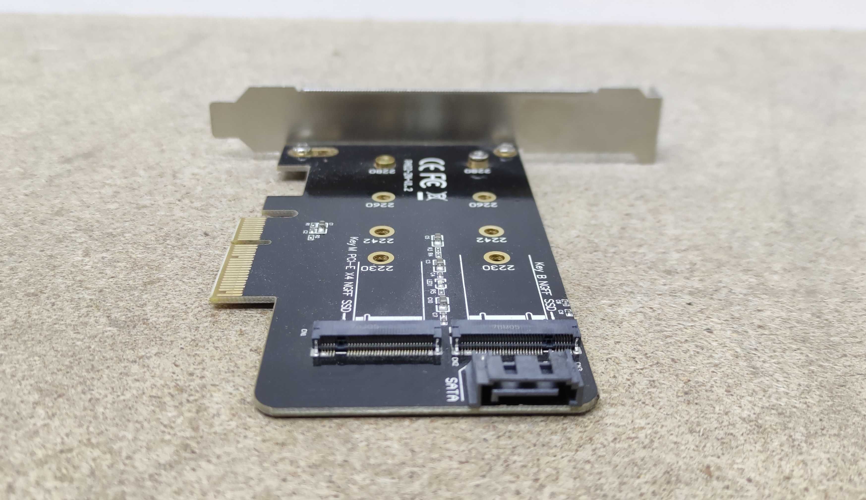 Переходник PCI-E x4 на M.2 для SSD NVME+SATA адаптер ZOMY PA02 2280 42: ...