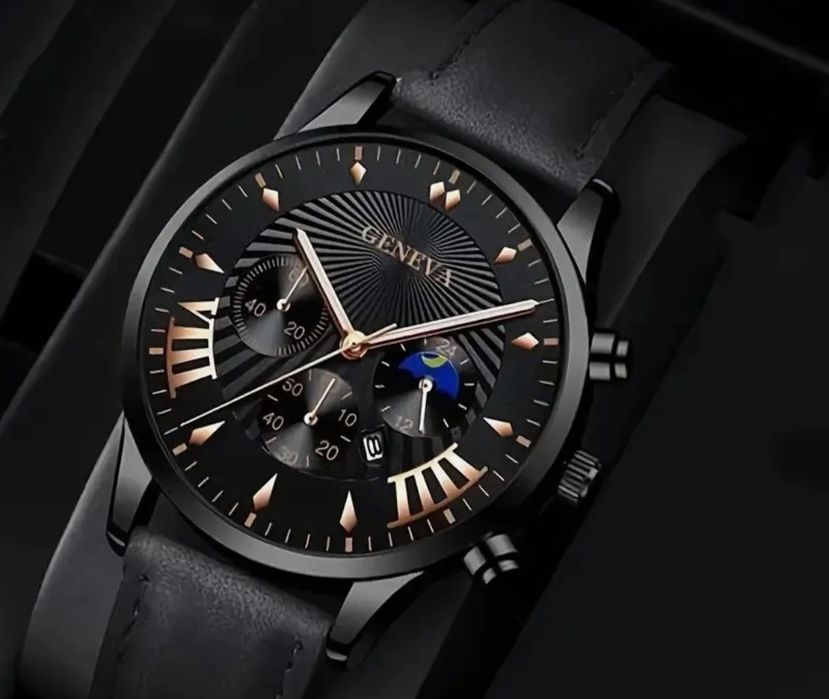 Zegarek męski Genewa na czarnym pasku