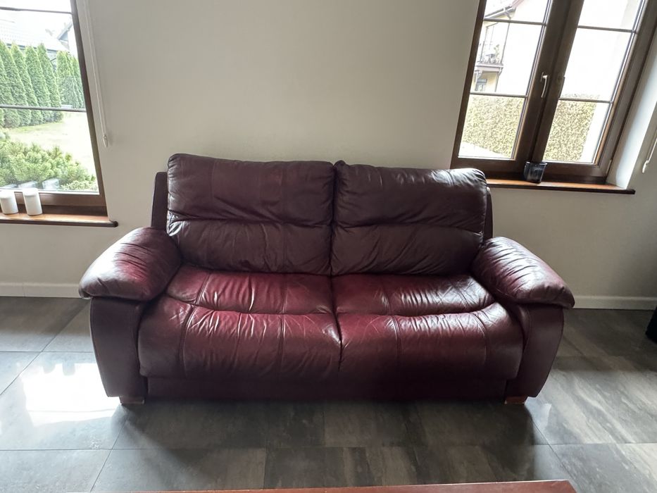 Komplet zestaw mebli, kanapa fotele wypoczynkowe skórzane REGIS skóra