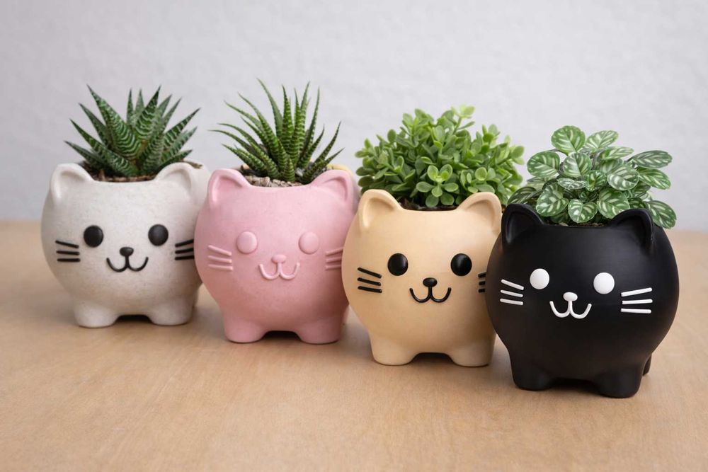 Vaso decorativo gato para plantas pequenas