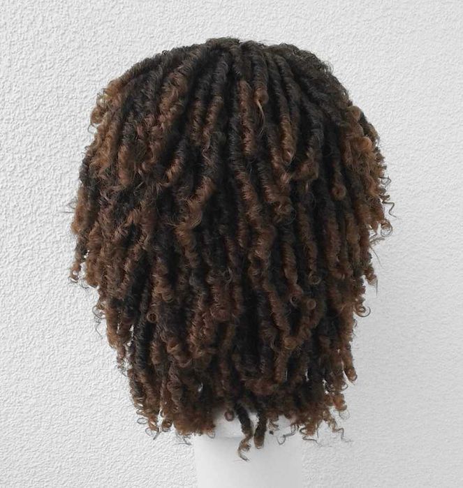 Brązowa peruka z dredami dredy afro loki lokowana cosplay wig brązowy