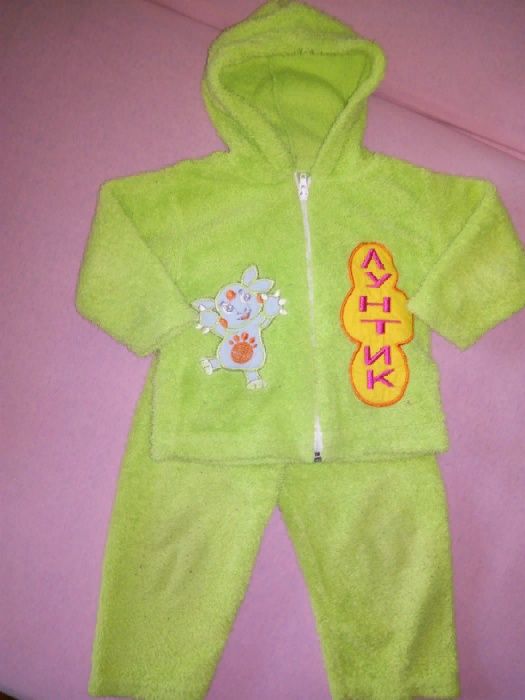 Салатовый теплый костюмчик Лунтик, унисекс, до 2-х лет