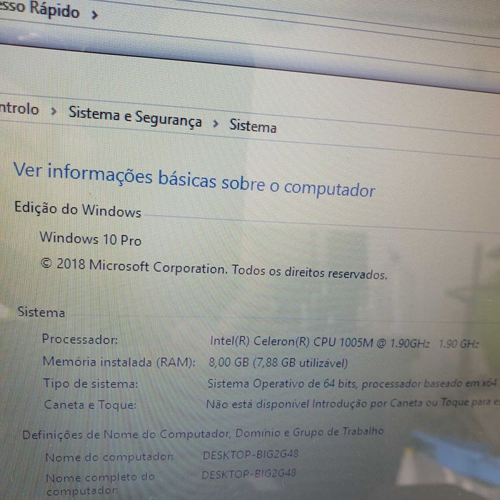 Toshiba C50-A-19T, processador 1005M, 8gb memória, disco 500gb