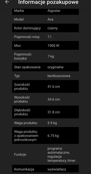 Airfryer na gwarancji
