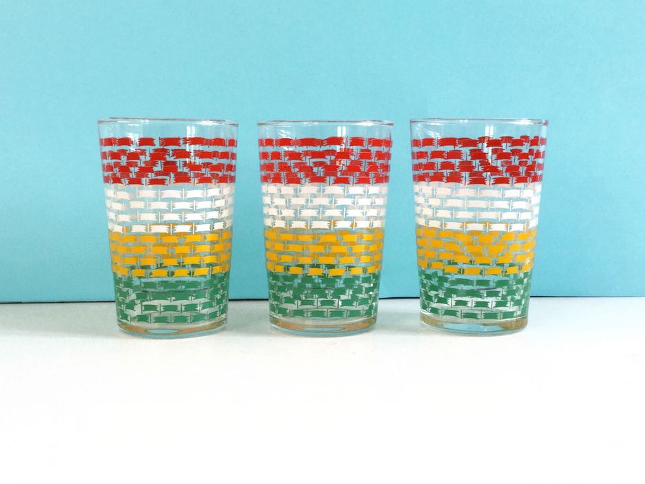 Conjunto de 3 Copos coloridos | Anos 60 | Vintage