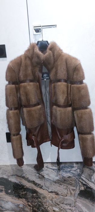 женская норковая кожаная куртка