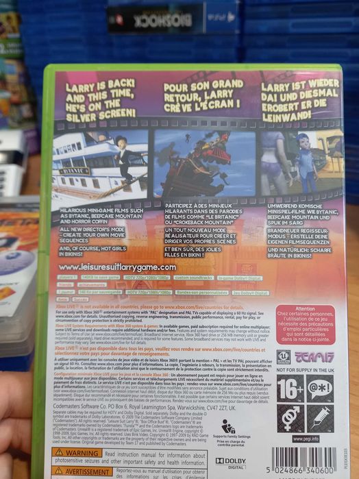 Leisure Suit Larry: Box Office Bust ANG XBOX360 stan bardzo dobry