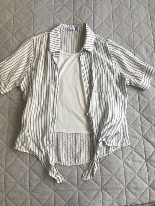 Lekka koszulka biała + paski