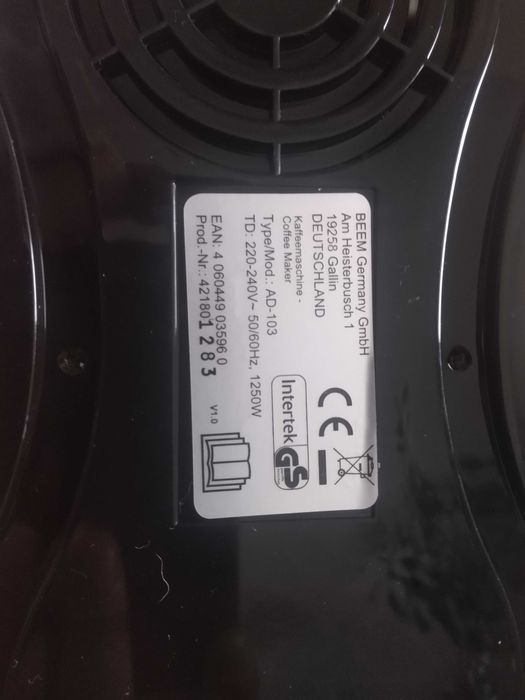 ekspres przelewowy Beem AD-103 nowy