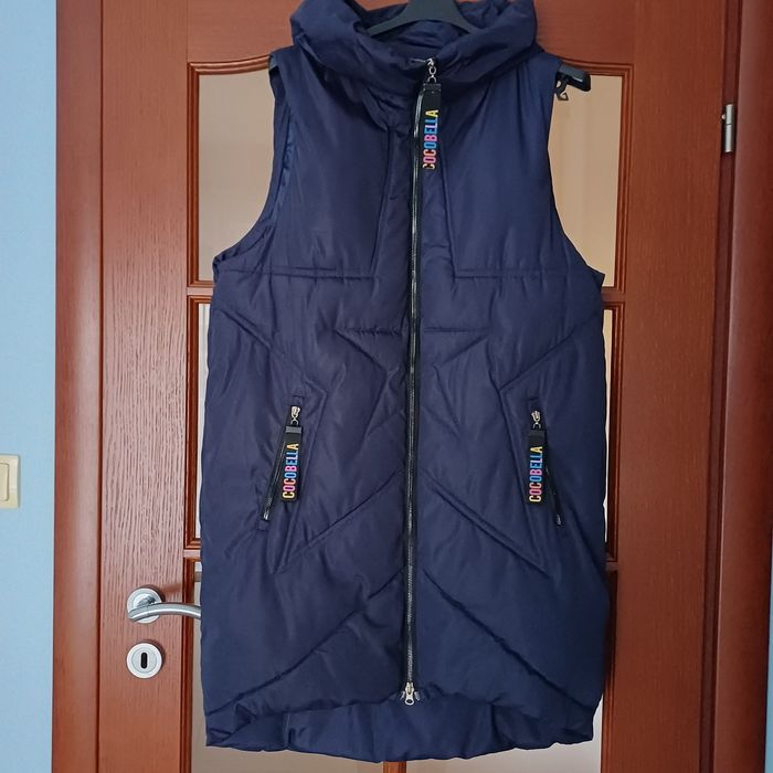Kamizelka dluga pikowana XXL granatowa damska