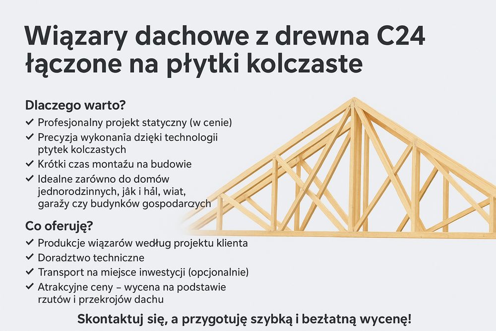 Wiązary dachowe, więźba kratownica