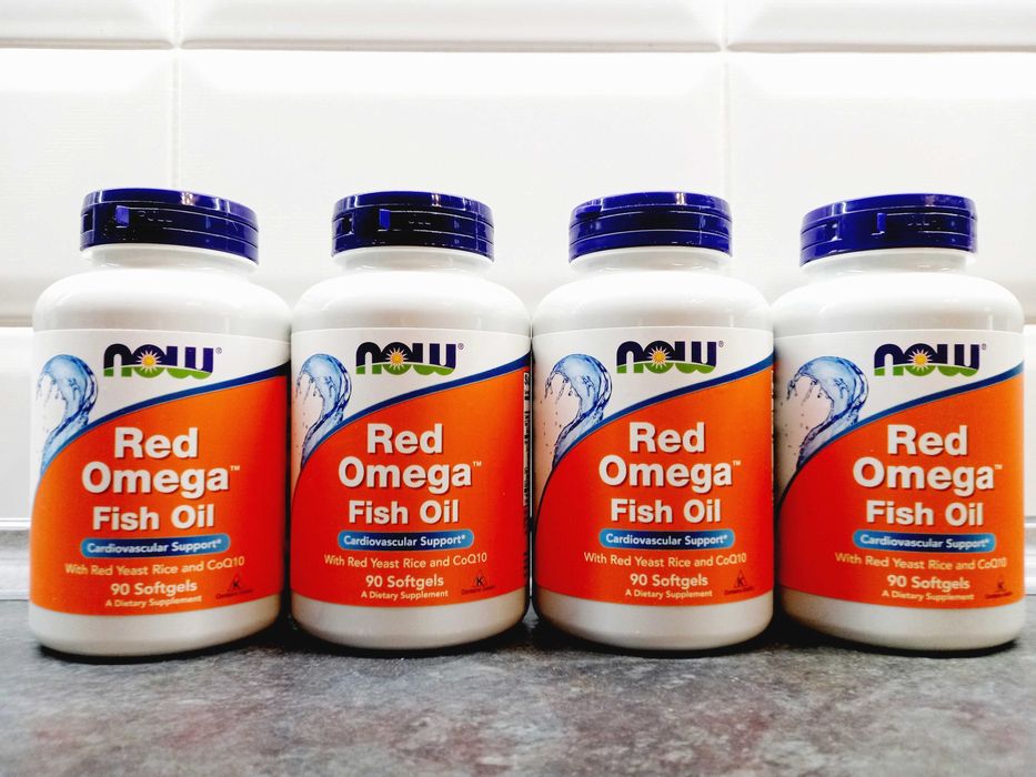 Now Foods, Red Omega (90 капс.), омега-3 + красный рис + коэнзим