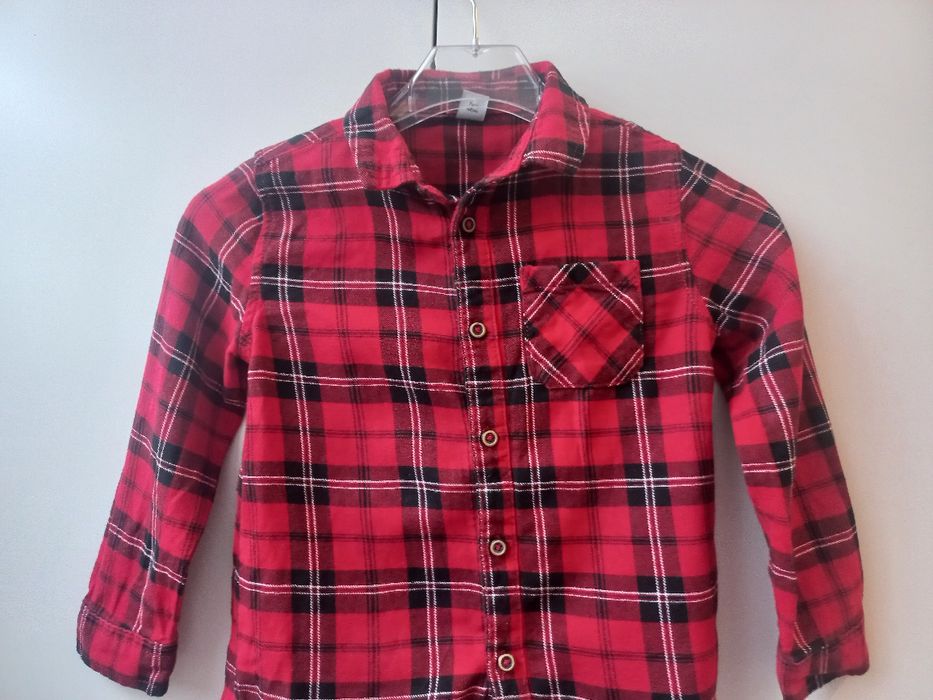 Czerwona koszula w kratę dla chlopca 122