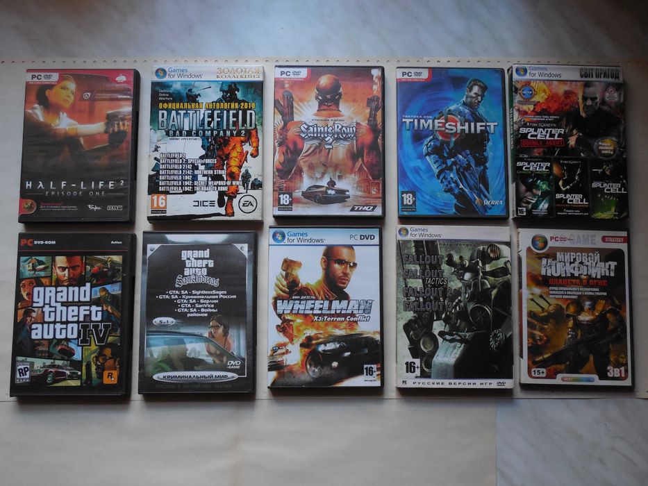 ПК игры 10 шт. Half-Life 2, Battlefield, Splinter Cell, GTA и др.