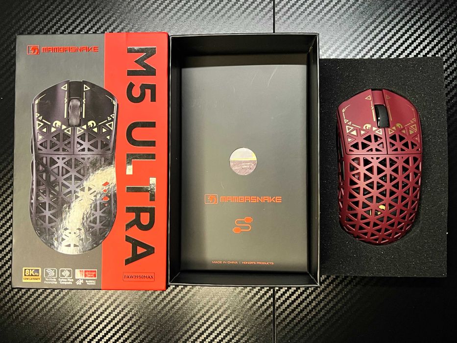 ‼️NEW‼️Mambasnake M5 Ultra White игровая мышка из карбона PAW3950MAX‼️