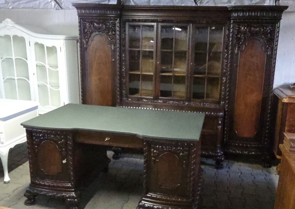 Biblioteka +.biurko Antyk Neorenesans Lwie Łapy Gabinet