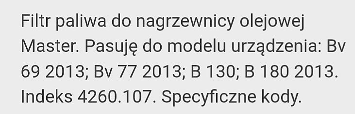 Filtr paliwa nagrzewnica Master