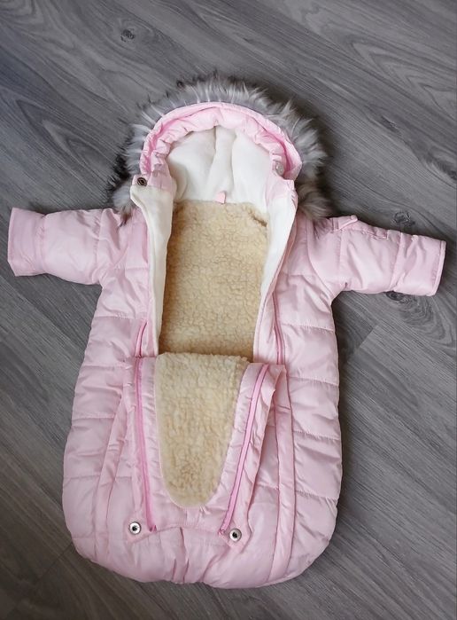 Зимовий дитячий теплий комбінезон - конверт для дівчинки Б/У 0-6 міс