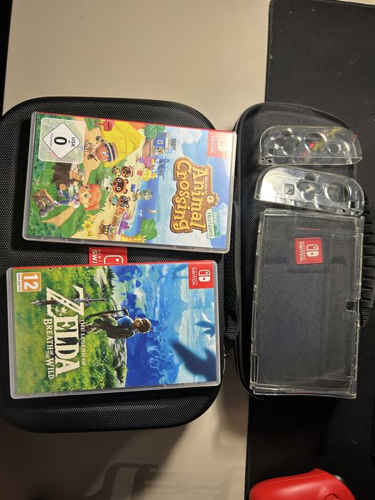 Nintendo Switch OLED super stan Duży zestaw Zelda Amimals crossing