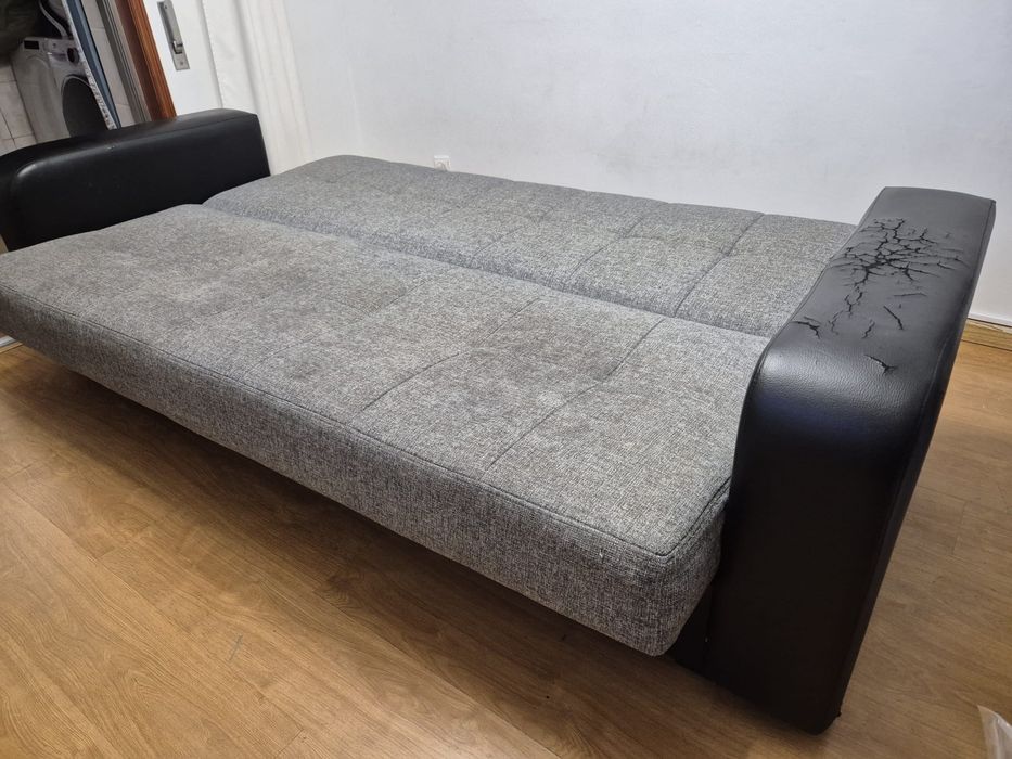Sofá cama prima 3 lugares preto cinza