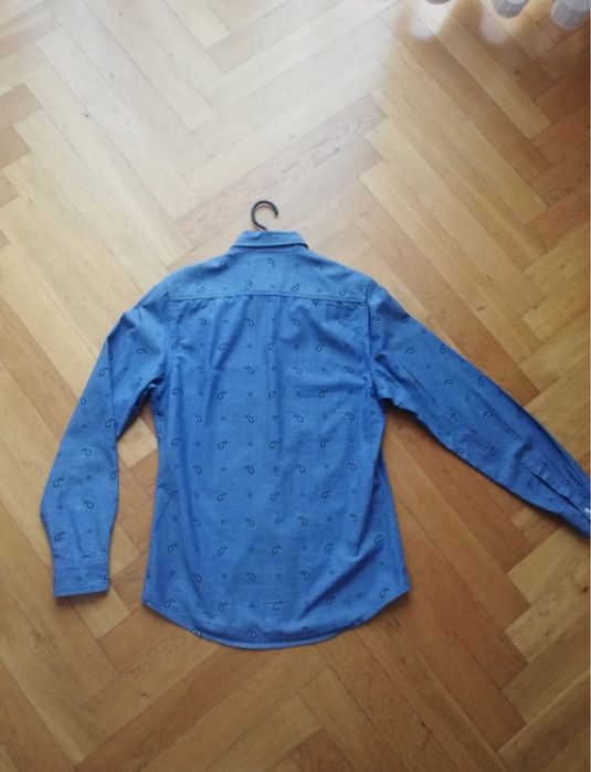 Niebieska koszula męska we wzorki 100% bawełna