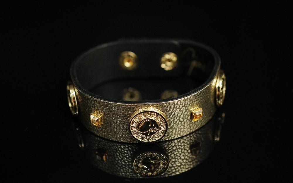 Bransoleta bransoletka ze skóry naturalnej kryształy Swarovski