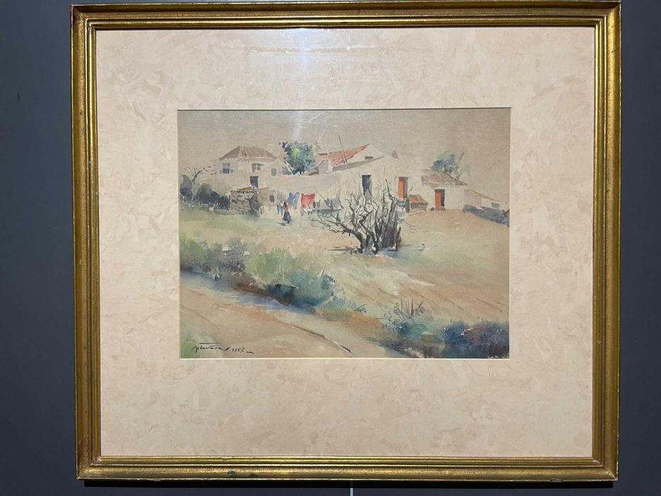 Coleção 5 aguarelas emolduradas de Manuel Tavares assinadas e datadas