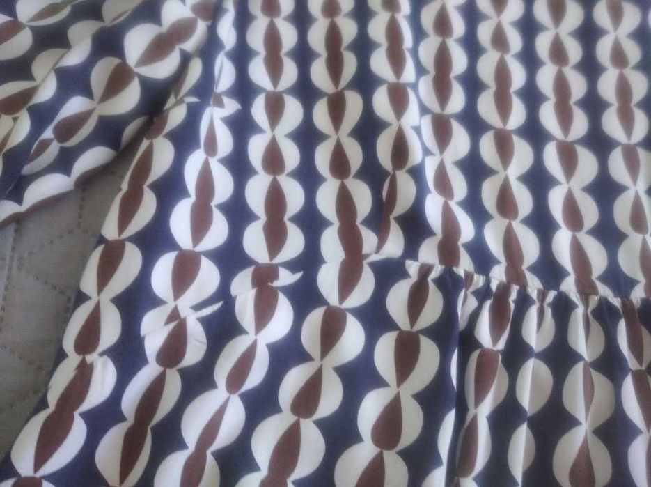 Sukienka ciążowa retro lata 50/60. geometryczna granatowa - L/XL